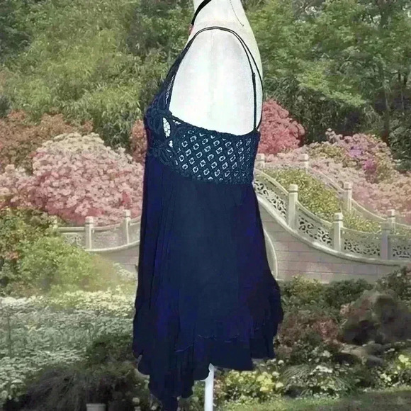 Y2k 90s Navy Blue Free People Fairy Mini Dress Size Small - Picture 4 of 9